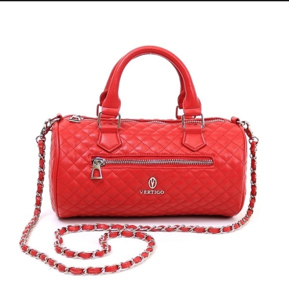 Vertigo Paris Mars Quilted Satchel Red Purse